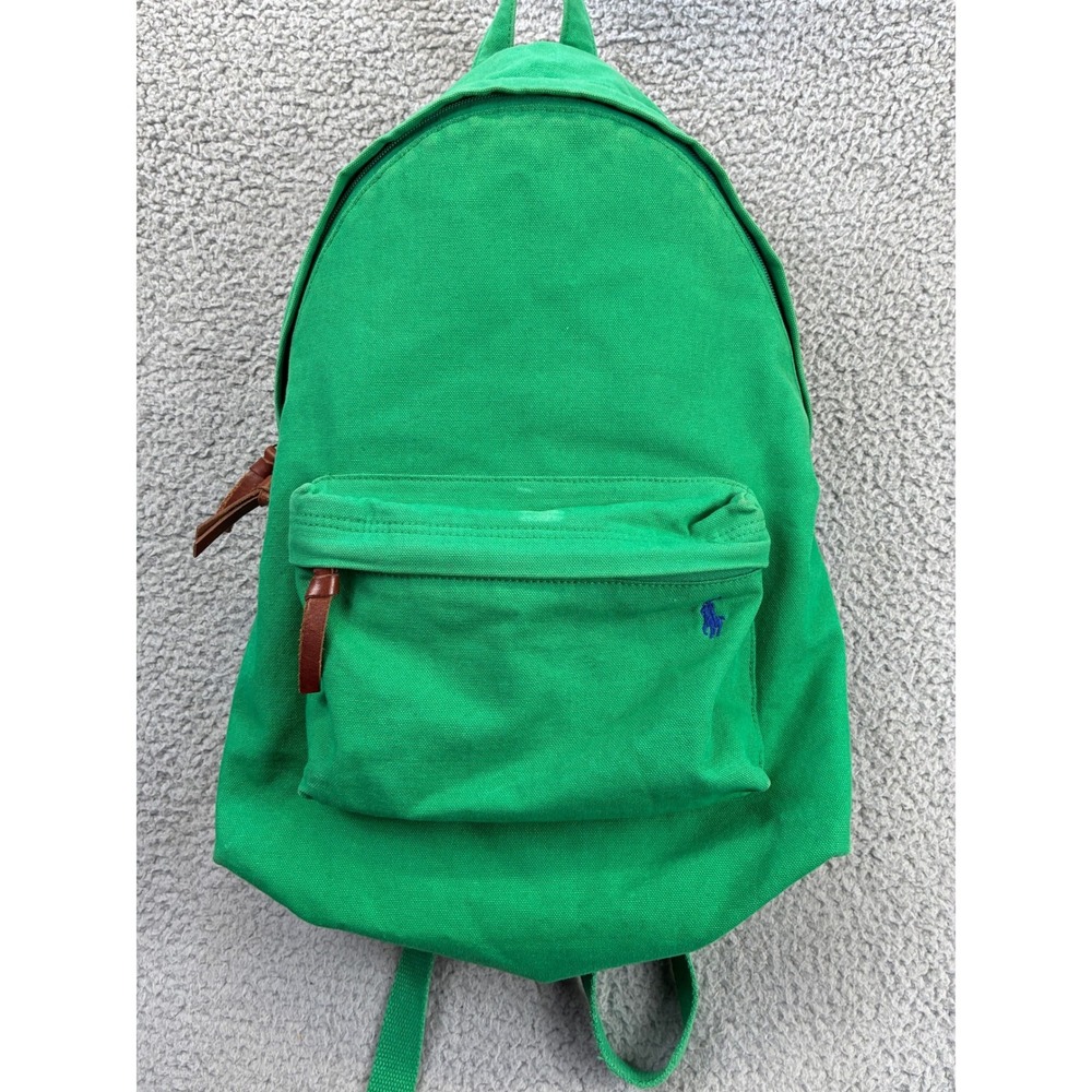 Polo Ralph Lauren Pony Backpack Men's Medium Green Rucksack Travel Casual - Picture 2 of 16